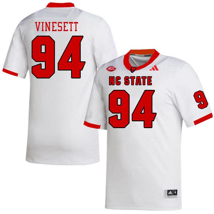 Men #94 Kanoah Vinesett NC State Wolfpack College Football Jerseys Stitched-White